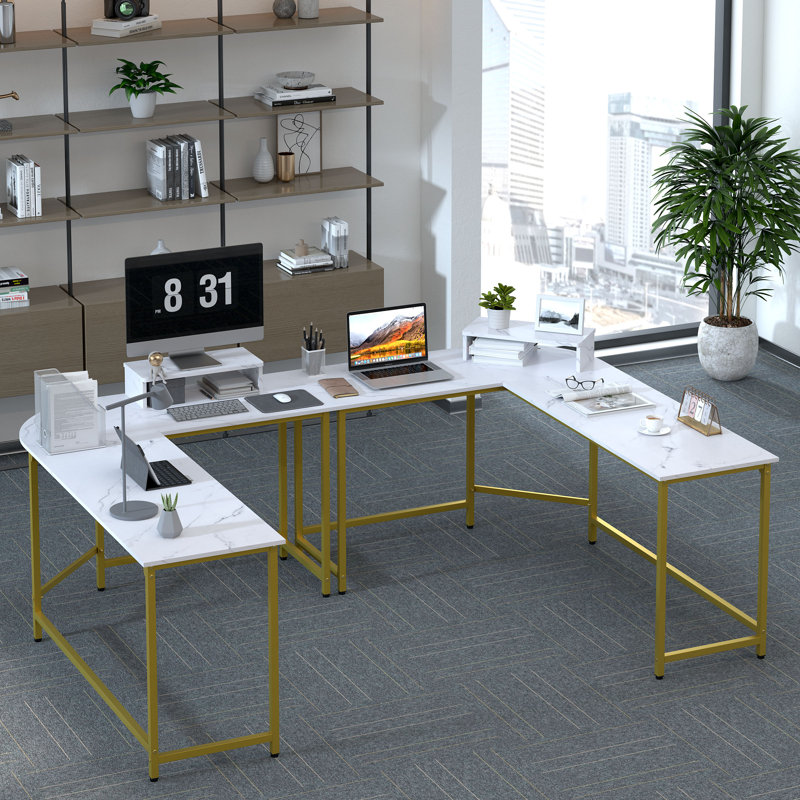 Latitude Run® Angelpreet LShaped Metal Base Computer Desk & Reviews